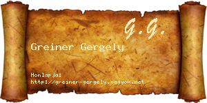Greiner Gergely névjegykártya